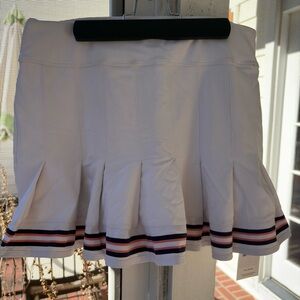 Southern Tide White Pleated Skirt with Striped Hem